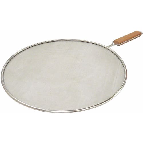 Tamahashi Tempura Master 29cm Oil Splash Guard Net with Wooden Handle, Lightweight, Stainless Steel Oil Screen, TM-05