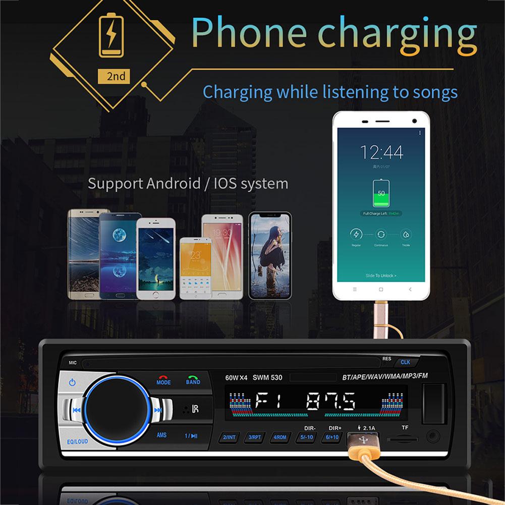 Автомобильная стереосистема Bluetooth 60 Вт x 4 Автомагнитола 12 В Встроенная 1 DIN FM Вход AUX Приемник USB MP3 MMC WMA Автомагнитола MP3-плеер