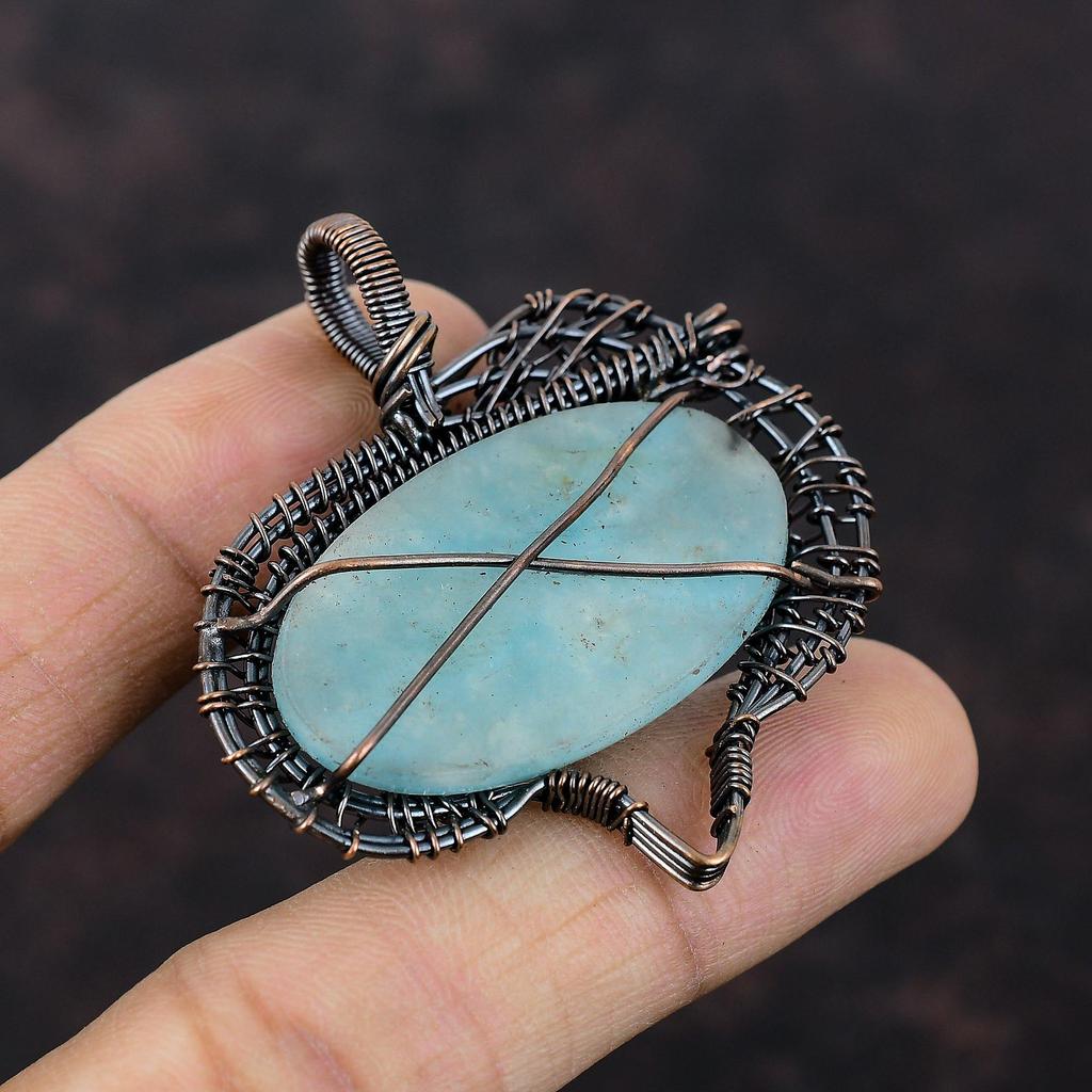 Hemimorphite Pendant Copper Wire Wrapped Pendant Hemimorphite Copper Jewelry Handmade Pendant Wire Wrapped Gemstone Jewelry Anniversary Gift