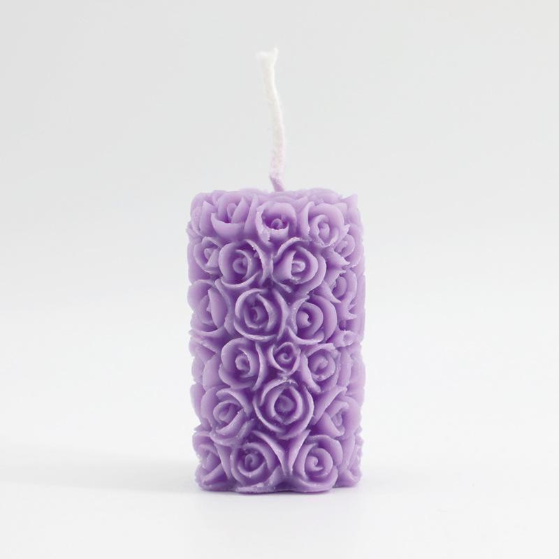 Handmade Rose Column Aromatherapy Candle - Carved, Smokeless, Fragrant, Decorative Ornament and Gift.