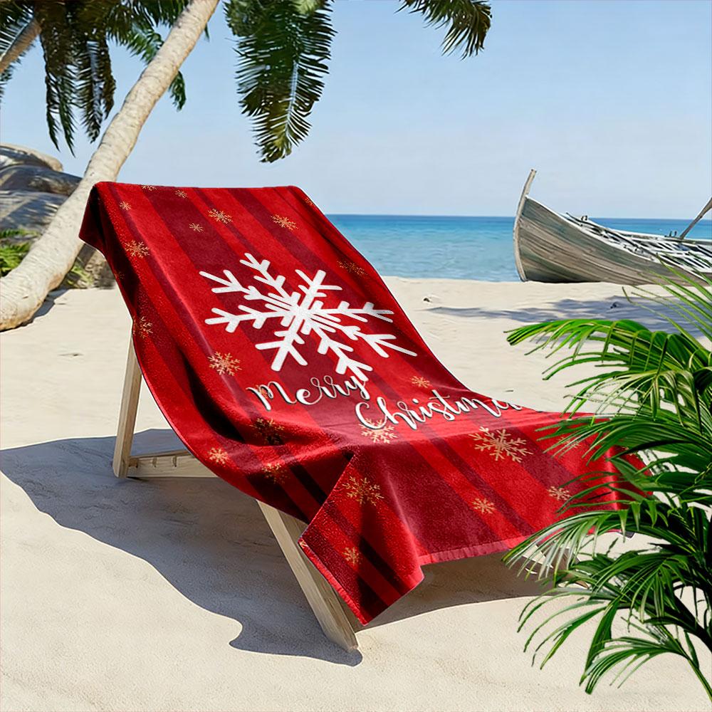 Radiant festive snowflake design Print beach towel, quick drying, suitable for travel, outdoor sports, jogging, the beach and swimming, gift