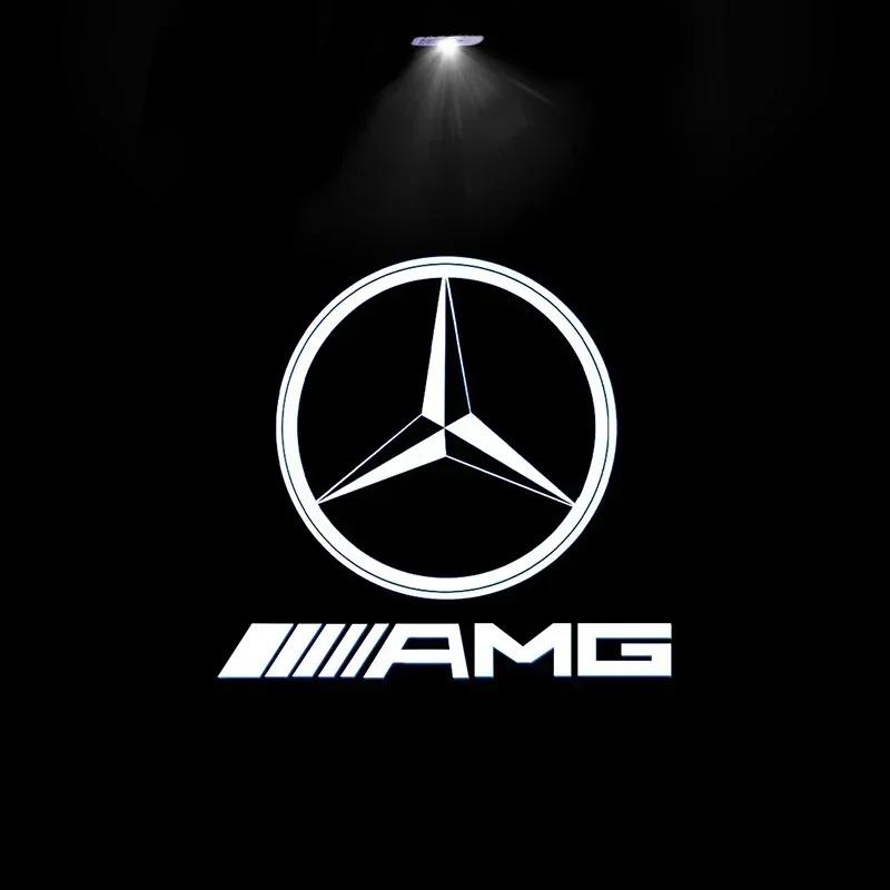 2pcs Car door welcome Benz light logo Emblem AMG A C E GLC GLA GLE GLB Class W177 W205 W212 W213 X253 X156 W166 X247 OR5