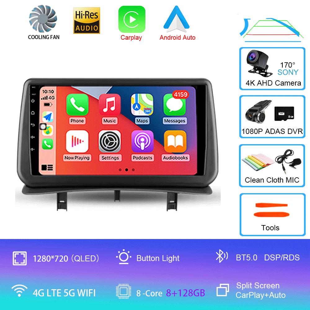 Видеоплеер Автомобильный Радиоприемник Android 14 Для Renault Clio 3 2005-2014 Беспроводной CarPlay Auto 4G Мультимедиа Навигация GPS 2din