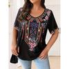 Футболка большого размера для женщин Boho Harajuku с графическим принтом, летние повседневные топы с коротким рукавом, уличная мода, футболка для женщин, одежда
