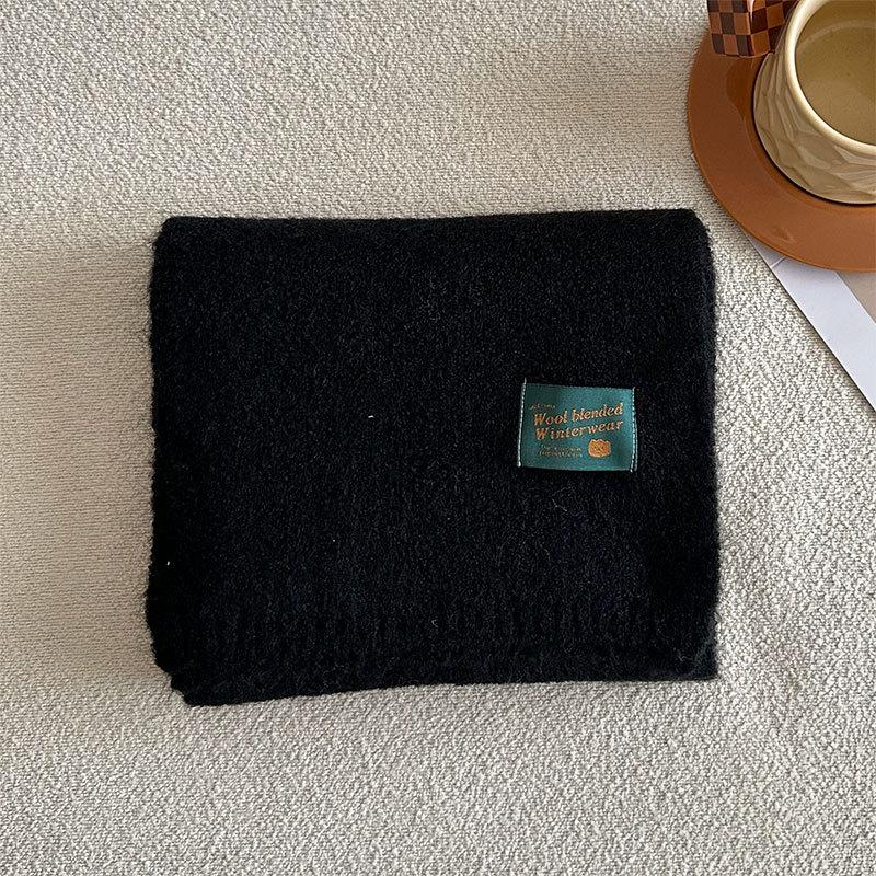 Winter New Solid Color Korean Knitted Wool Blended Luxury Women's Scarf Warm and Cold Proof Shawl Fashion Versatile Scarf