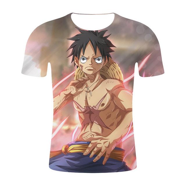 2023 Новая повседневная мужская футболка с 3D принтом Луффи с принтом и круглым вырезом с коротким рукавом, летняя рубашка