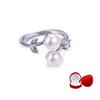 Leaf Natural Genuine Pearl Pearl Bride Cubic Zirconia Ring Ring Large 7mm Freshwater Pearl Single 925 Silver White 5ACZ Diamond Birthday Present Gift