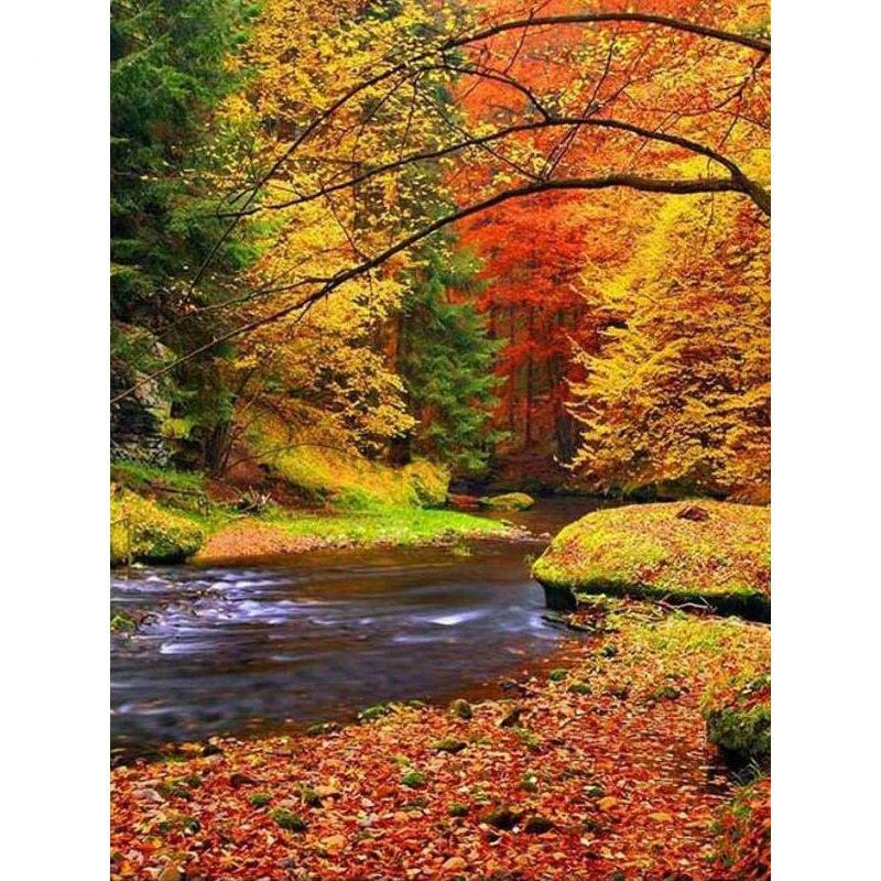 DIY 5D алмазная живопись Дерево Алмазная вышивка Осенний пейзаж Дом вышивка крестом полная круглая дрель настенная наклейка домашний декор