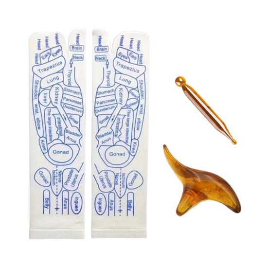 1 Set Massage Mid-calf Socks with Massage Stick Serenity Steps Legible Foot Acupuncture Point Printed Elastic Massage To Promote Circulation Beginner