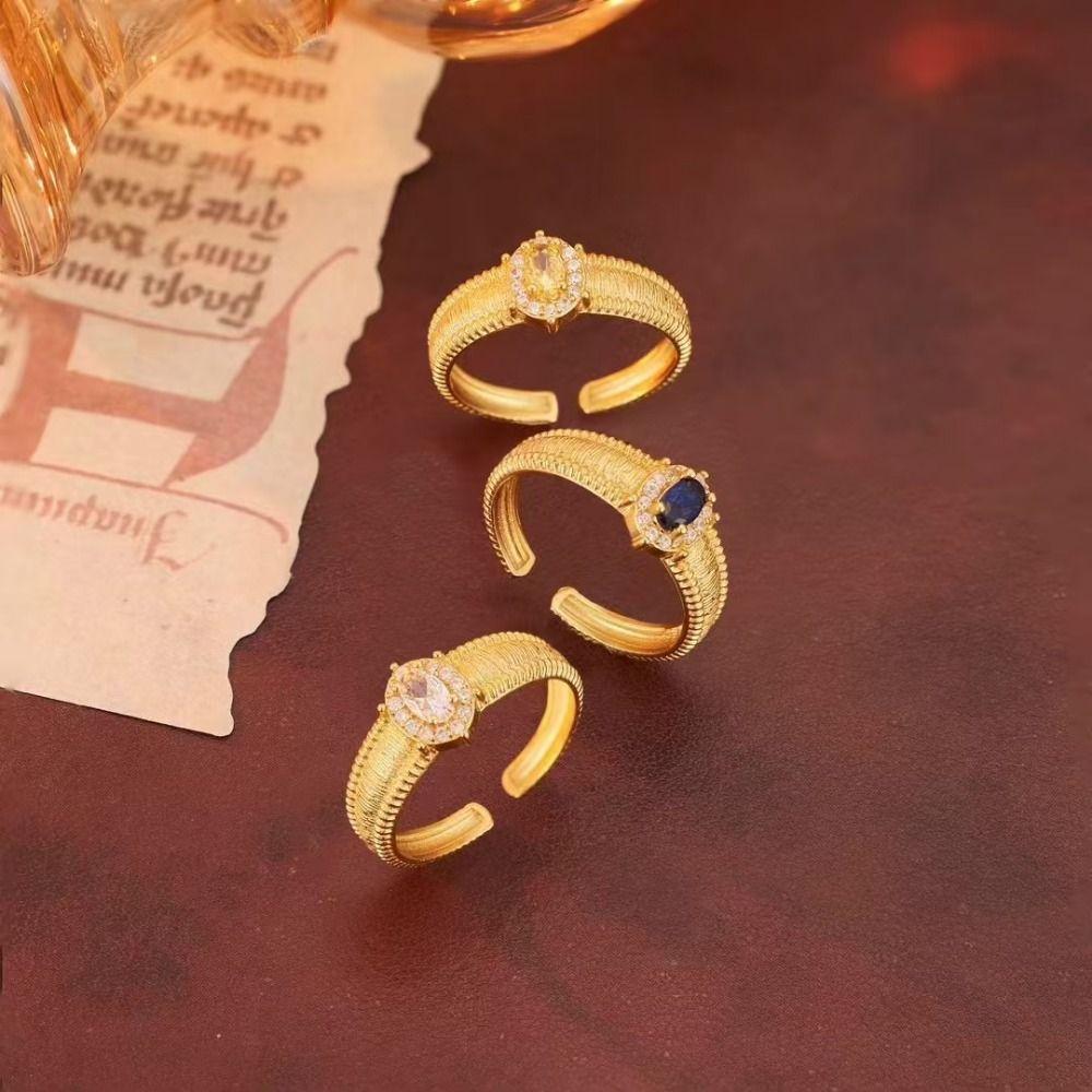 Vintage Crystal Split Ring Unique Adjustable Finger Rings Retro Pearl Opening Rings Female