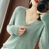 Women's V-Neck Knitted Cardigan Loose Slim Plus Size Sweater All-match Jacket Solid Color Basic Small Cardigans for Spring Autumn