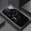 Черно-серая чехол-бампер из закаленного стекла с леопардовым принтом для iPhone 11 12 13 14 15 16 17 Pro Max 17 Air 7 8 Plus XS X Ударопрочный чехол