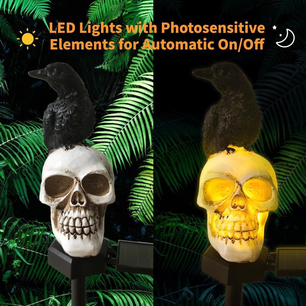 Halloween Outdoor Decoration Solar Lights, Waterproof Ghost Lights, Skeleton Stakes with LED Lights