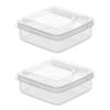2pcs Cheese Slice Storage Container Multipurpose Stackable Portable Leakage Proof Large Capacity