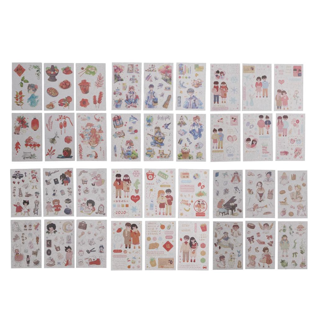 36 листов наклеек из скрапбукинга, полупрозрачные, гибкие, многоразовые, японские бумажные наклейки для блокнота