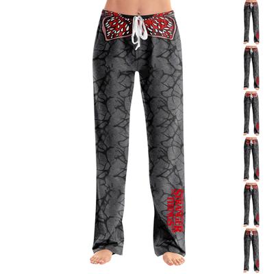 Женские пижамные штаны, одежда для сна, повседневные брюки с эластичной резинкой на талии, удобные прямые свободные брюки для йоги