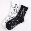 Harajuku Hip-Hop Street Sports Skate Sock Tie Dye Cotton Lightning Designer Happy White Socks Women