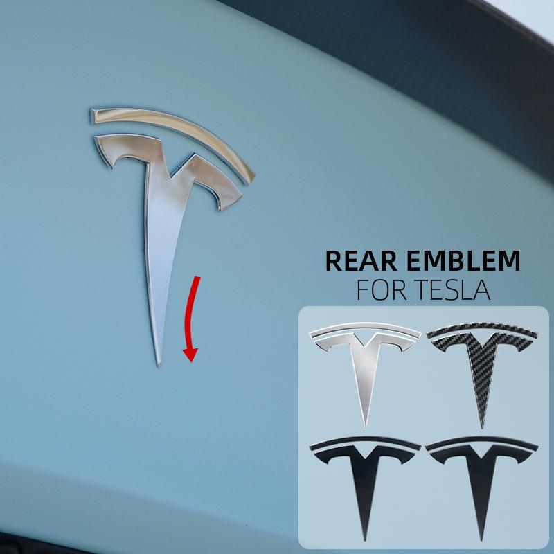 ZQEZ5 Tesla Car Front Emblem Rear Trunk Emblem Sticke for Model 3 Mode Y metal logo replacement rear and rear logos blackening