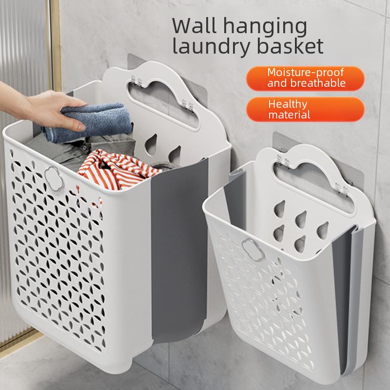 "Large Capacity Folding Wall-Mounted Laundry Basket for Dorms and Bathrooms"