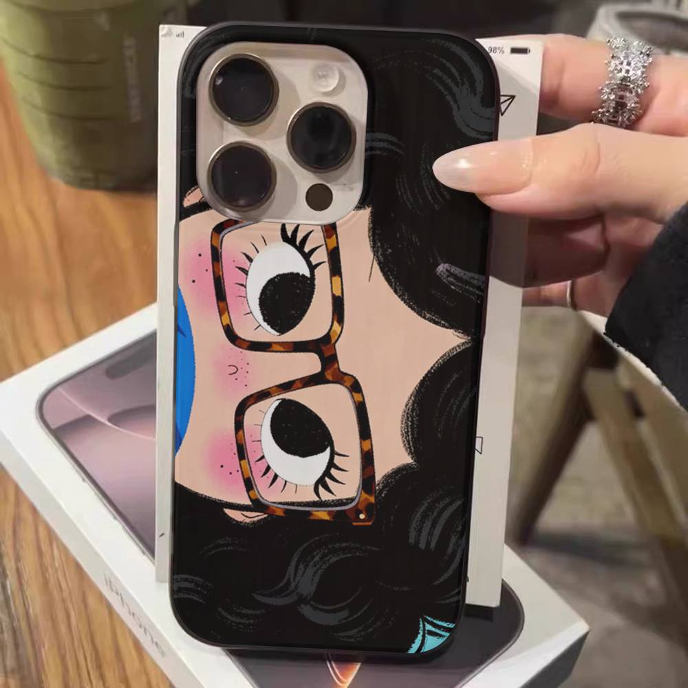 Чехол для телефона с большими глазами, девушка из комиксов, для IPhone 17 16 15 14 13 12 11 Pro Max Plus, гофрированный бампер, задняя крышка