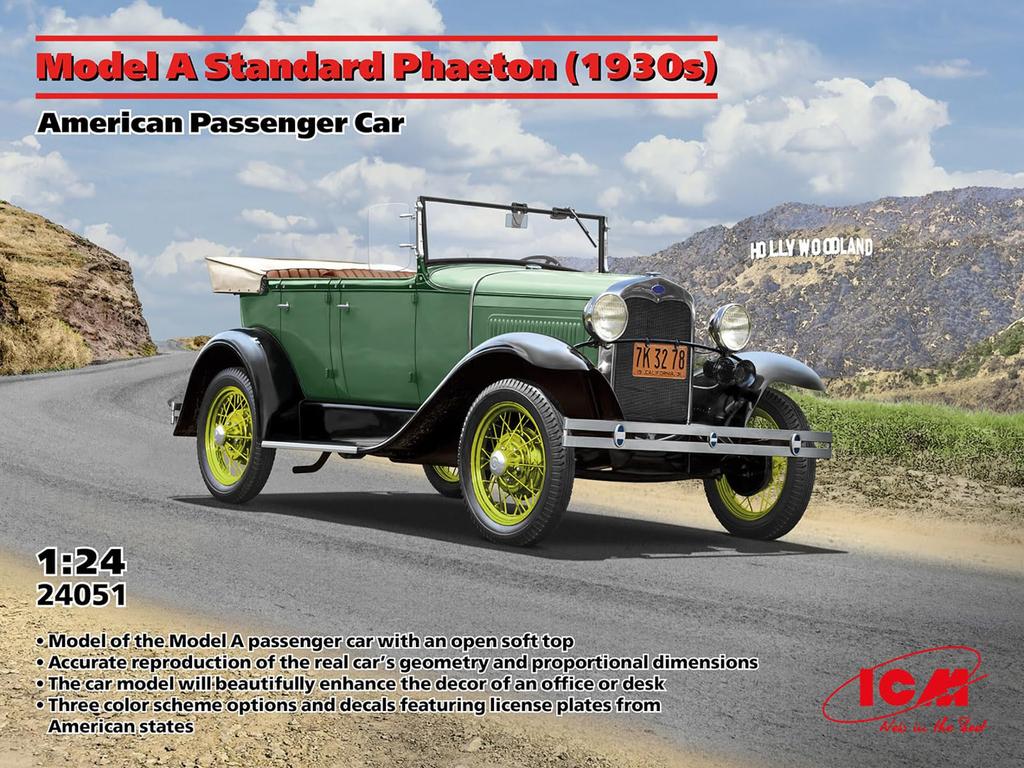 ICM 1/24 Scale Ford Model A Phaeton 1930s Plastic Model Kit 24051 (Car)