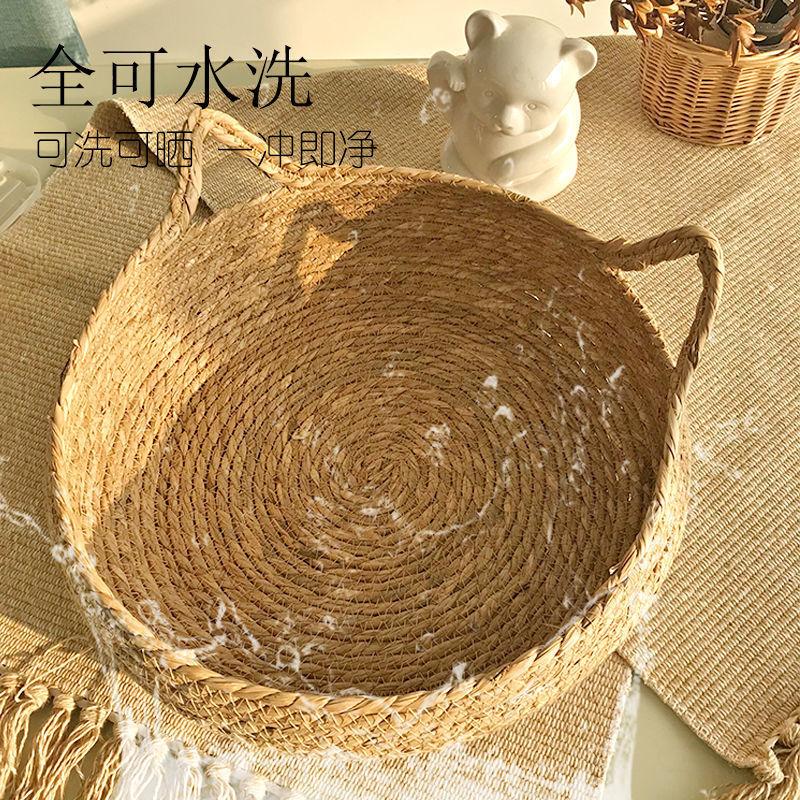 OUZEY плетеная корзина для кошек из ротанга, мягкая, теплая, с подушкой, для щенков и котят, круглая, удобная, спальная, для кошек
