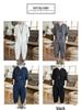 Men's Chinese Linen Pajama Set: Short Sleeve Hanfu Top with Frog Buttons and Cotton Linen Capri Pants In Trendy Loose Fit
