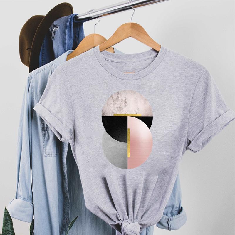 Милая футболка с акварельным геометрическим рисунком 90-х годов, модная футболка, стиль одежды, тренд, повседневная женская футболка с коротким рукавом и принтом, женская футболка с рисунком