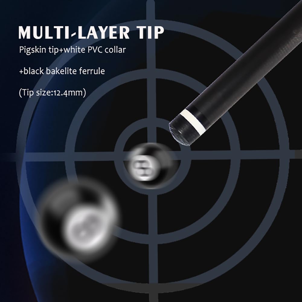 Кий для бильярда KHEALING Carbon T 700 из углеродного волокна, 58 дюймов, с 12 соединениями, ручной работы, прямой, подходит для игры в «восьмерку» и «девятку» (19-20),