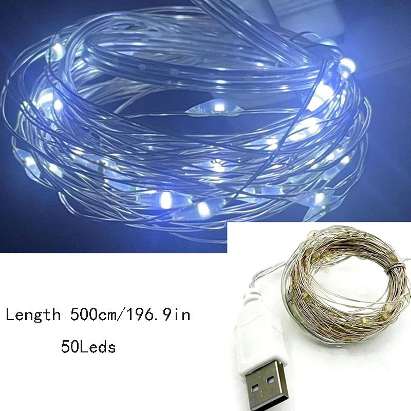3/5/10 м фестивальные светильники, рождественские светодиодные струны, USB, медная проволока, гирлянды, украшения