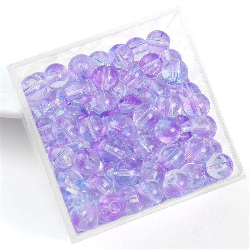 Комплект браслетов из бисера Summer Jelly Gold Glitter: Двойные стеклянные круглые бусины и полусахарные пузырчатые бусины