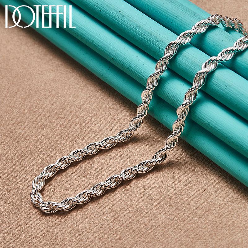 Silver 16-24 Inch 4mm Twist Necklace Fashion Jewelry