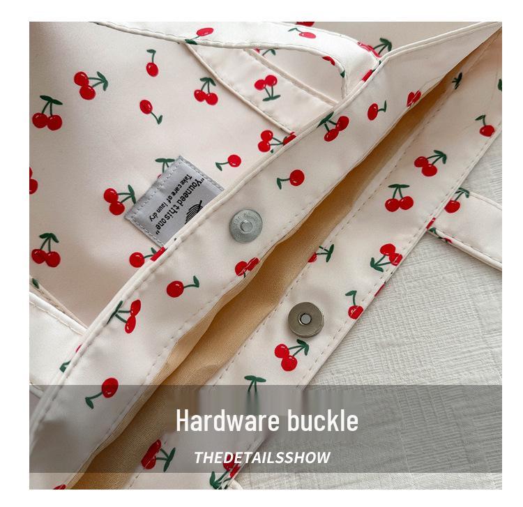 Стильная сумка-тоут с принтом вишни - Большая вместительная цветочная сумка через плечо для женщин, Коллекция Лето 2025