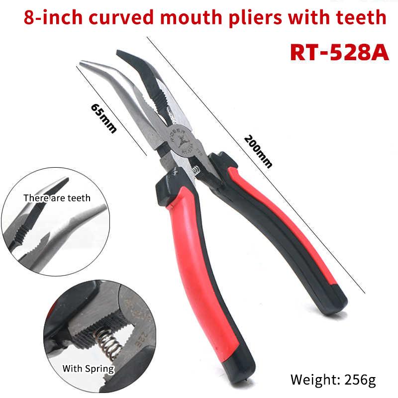 6 "8" Curved Nose Curved Nose Pliers With Spring Teeth Elbow Pliers R-526A/528A Multi Tool