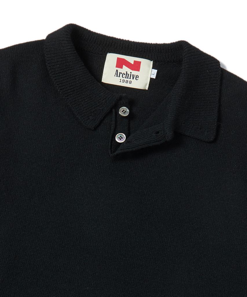 BEYOND CLOSET [Collection Line] Heritage Polo Wool Knit Black