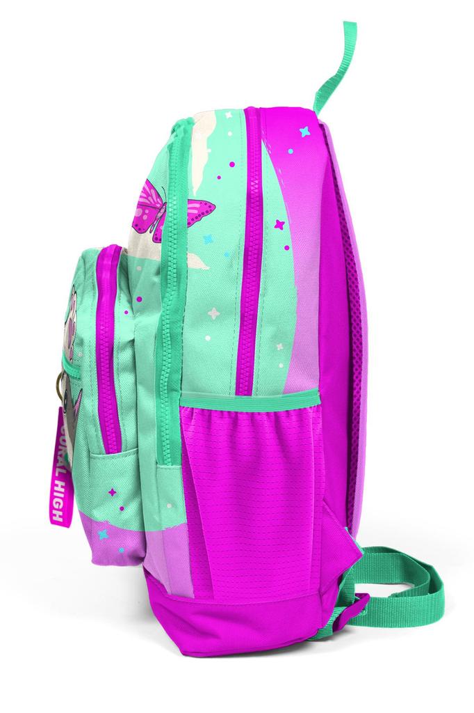 Детский школьный рюкзак с четырьмя отделениями Coral High Kids Water Green Pink Cat Patterned 23707