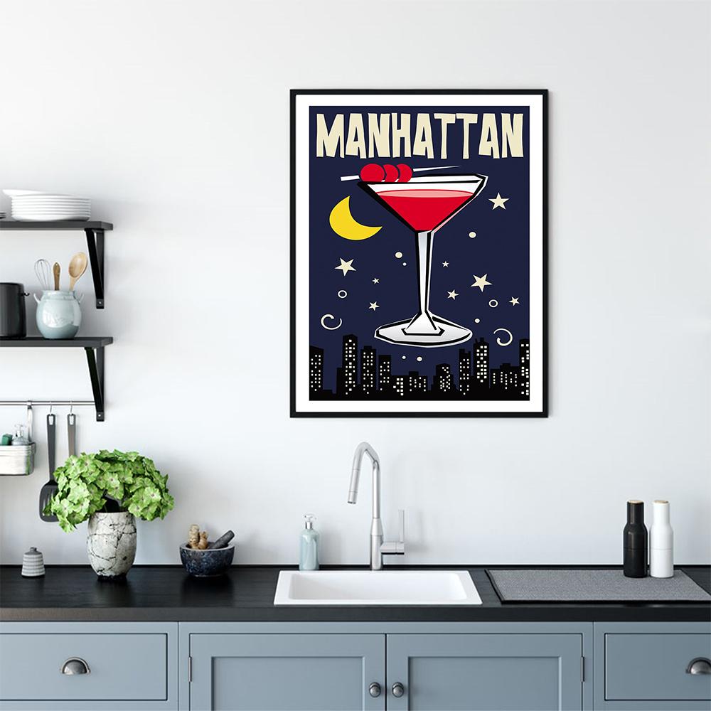 Джин Тоник Кухня Печатный Коктейль Настенная Картина Холст Картина Кухня Плакат Бар Клубная Жизнь Домашнее Украшение Мультфильм Напиток Картина