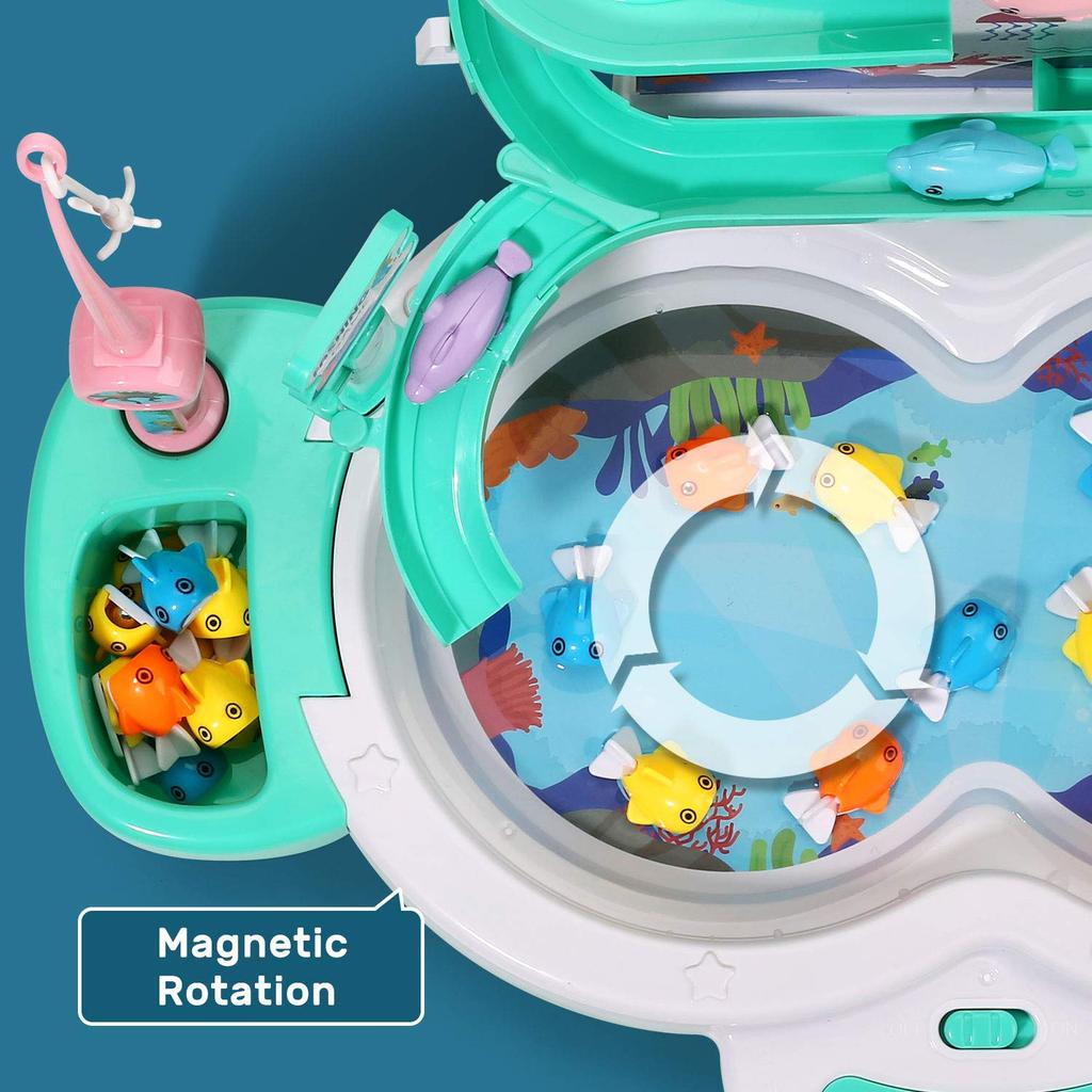 Cute Stone Fishing 2in1 Fishing Educational Water Play Magnetic Fishing Indoor Tabletop Universal for Men and Kindergarten Birthday Gift Game, Toy,