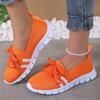 2024 Summer Mesh Knitted Striped Flats Shoes for Women Lace Up Casual Sneakers Woman Breathable Soft Sole Loafers Plus Size 43