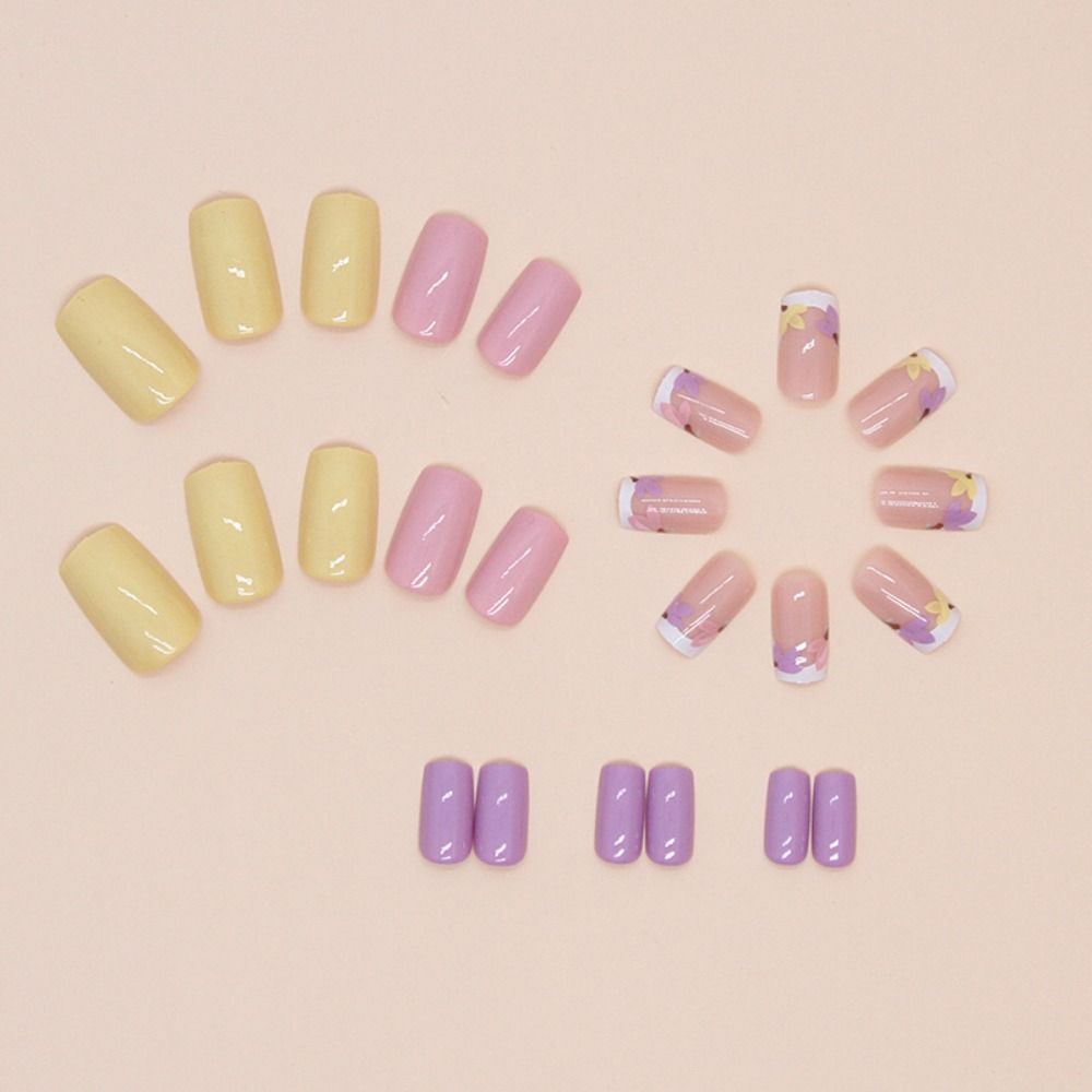 Длинные миндалевидные балерины и квадратные накладные ногти френч пресс на ногтях маникюр поддельные ниалы женщины