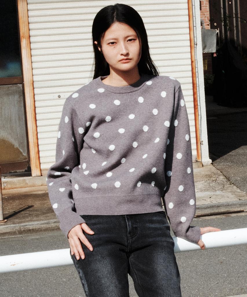 PLAC WOMEN Dot Pattern Pullover Gray