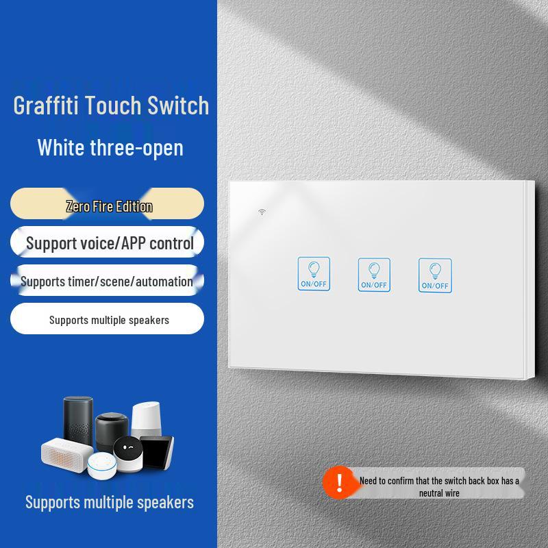 Умный WiFi Настенный Выключатель Graffiti с Голосовым Управлением Alexa и Google, Спецификации США/ЕС, Сенсорная Панель