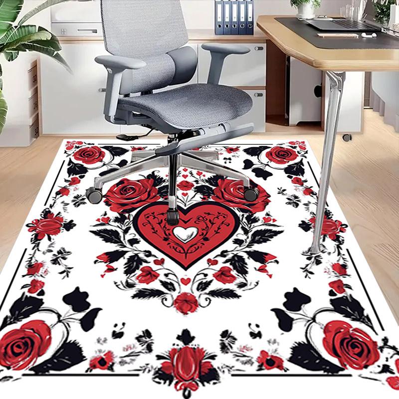 1PC Rose Heart Non-Slip Floor carpet, Office, family, bedroom, Studio - Large Area Rug, Vibrant Colors-C0498