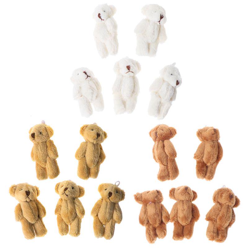 5PCS Plush Stuffed Bear Ornament Lovely Plush for Key Chain Bag Decor Handbag Accessories for Key Ring Girl Gift Women F