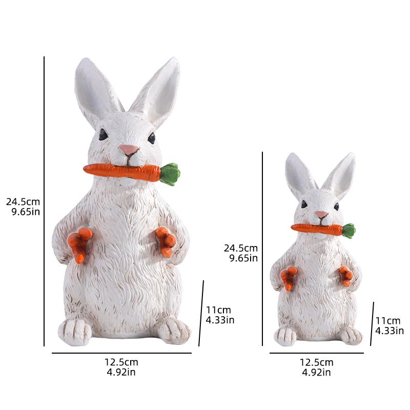 Garden Bunny Sculpture Resin Animal Craft for Outdoor Garden and Courtyard Entrance Decoration