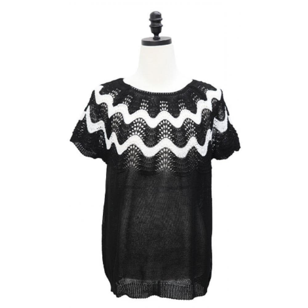 Shiz Madam Long Sleeve Tee Cotton Linen Punching Wave T57546