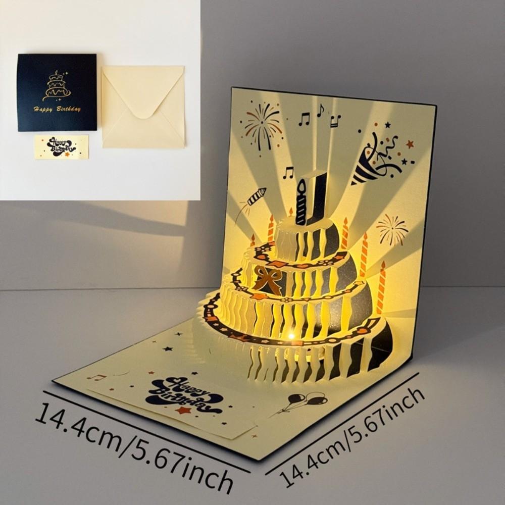Music Light Happy Birthday Card 3D Message Card Musical Light Greeting Card Party Party Supplies