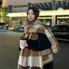 Thick Imitation Cashmere Large Checkered Tassel Scarf for Girls in Autumn and Winter Retro Long Shawl Showing Face Small Warm Scarf
