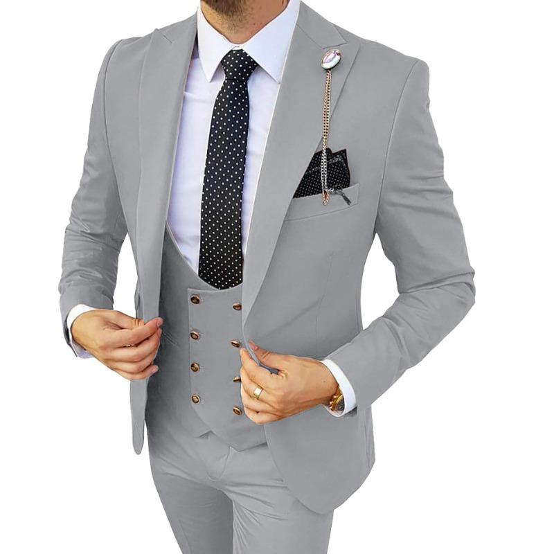 3 шт. мужские приталенные костюмы, разноцветный пиджак, жилет и брюки, костюмы для выпускного вечера для мужчин