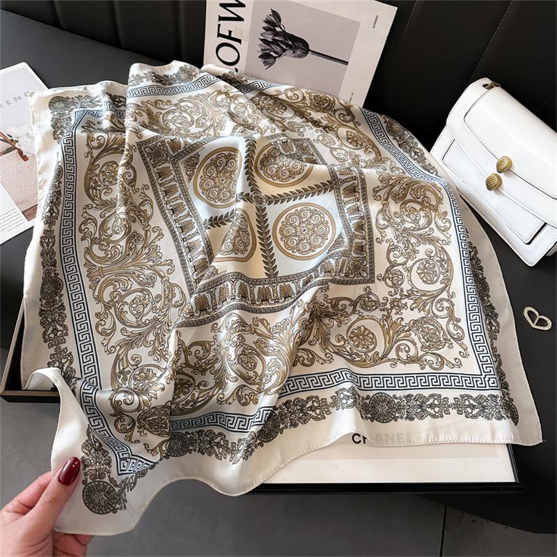 Luxury Brand Print Summer Neck Tie Shawl Silk Square Scarf Women 70cm Hair Hand Wrist Headkercheif Hijab Bandana